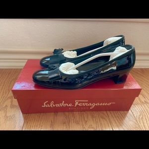 Salvatore Ferragamo patent leather black pumps